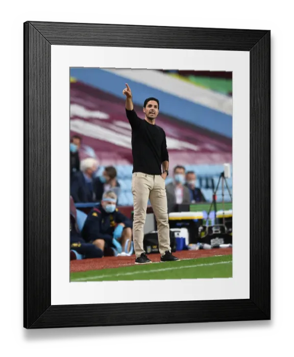 Framed Print : Mikel Arteta Leads Arsenal at Aston Villa: Premier League Clash, July 2020