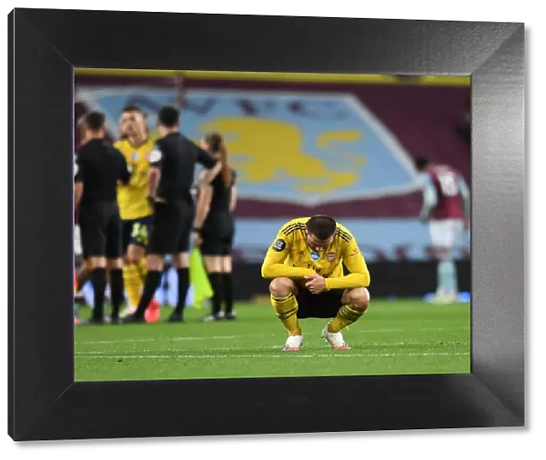 Sead Kolasinac Reacts after Aston Villa vs. Arsenal FC Premier League Clash (2019-20)
