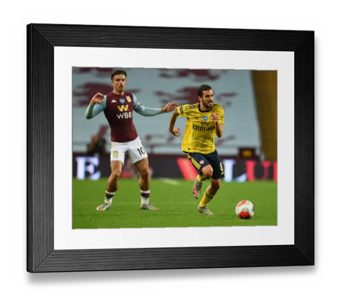 Framed Print : Dani Ceballos Breaks Past Jack Grealish: Aston Villa vs. Arsenal, Premier League 2019-2020
