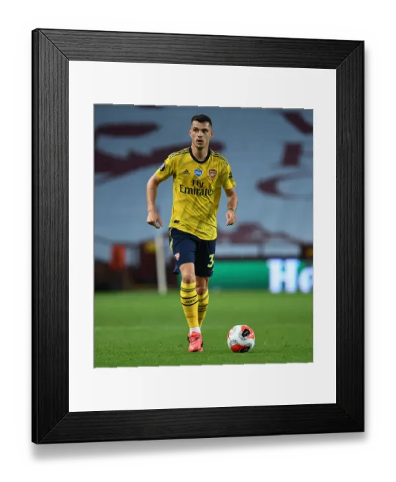 Framed Print : Granit Xhaka: In Action Against Aston Villa, Premier League 2019-2020