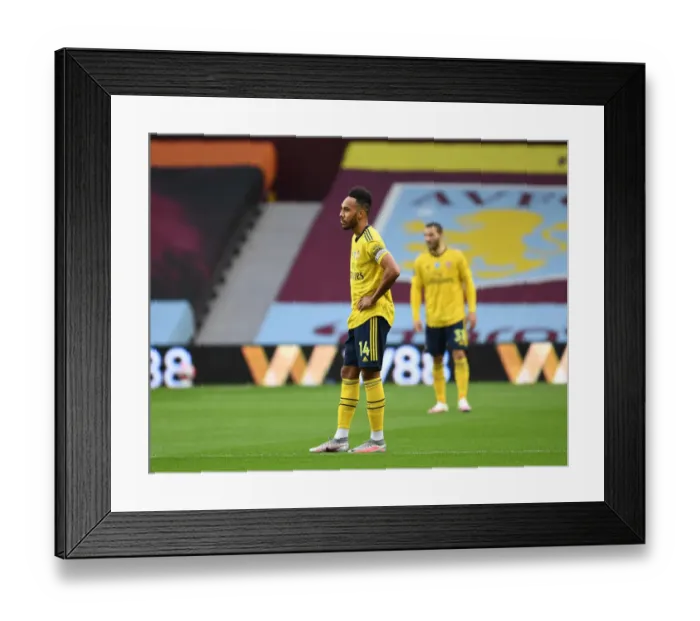 Framed Print : Aubameyang in Action: Aston Villa vs. Arsenal, Premier League 2019-2020