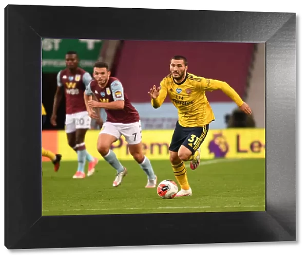Sead Kolasinac of Arsenal in Action against Aston Villa in the Premier League (2019-20)