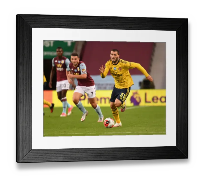 Framed Print : Sead Kolasinac of Arsenal in Action against Aston Villa in the Premier League (2019-20)