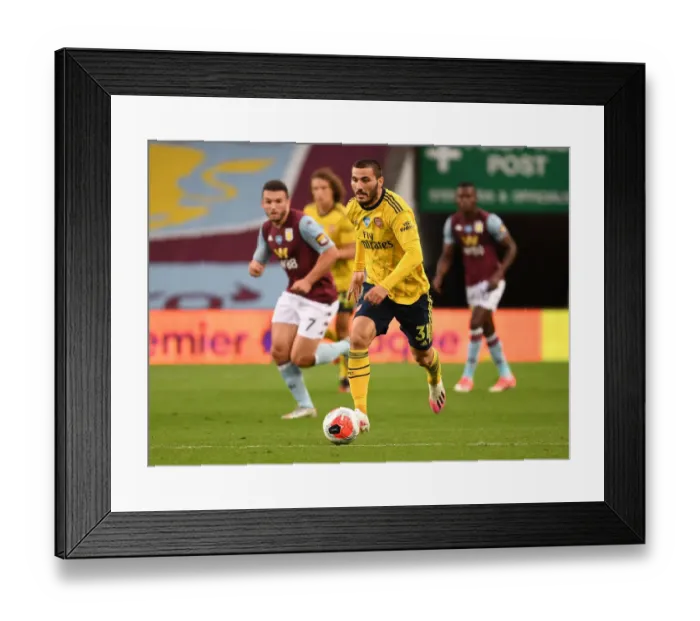 Framed Print : Sead Kolasinac in Action: Arsenal's Defensive Force Against Aston Villa, Premier League 2019-2020