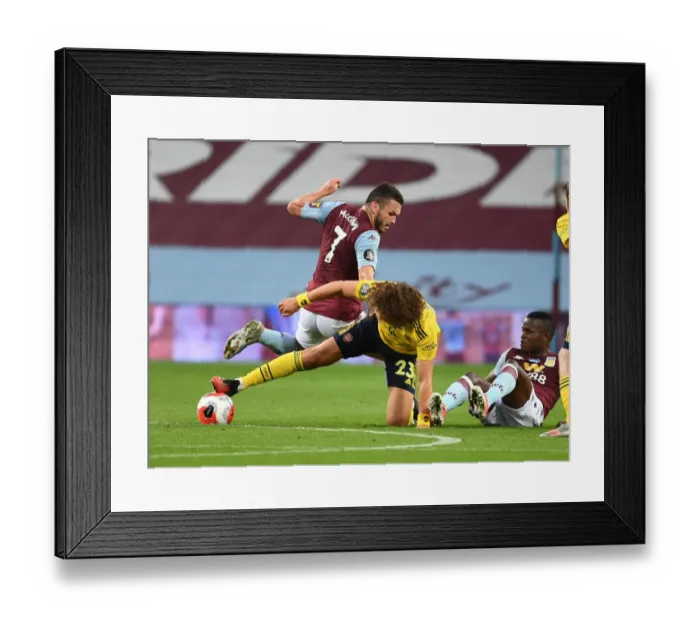 Framed Print : David Luiz vs John McGinn: A Football Showdown in the Aston Villa vs Arsenal Premier League Clash Framed Print : David Luiz vs John McGinn: A Football Showdown in the Aston Villa vs Arsenal Premier League Clash