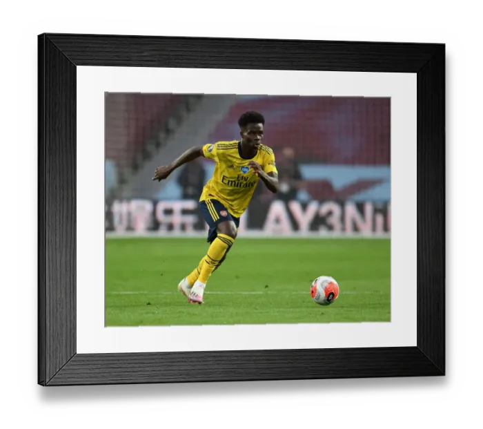 Framed Print : Bukayo Saka: In Action Against Aston Villa, Premier League 2019-2020