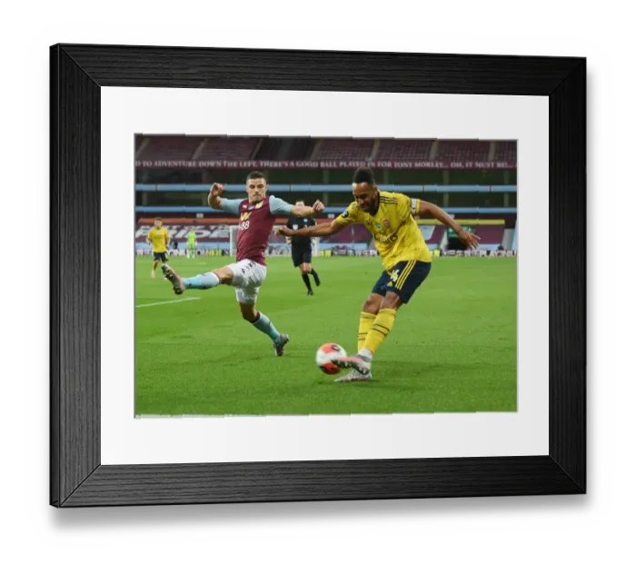 Framed Print : Aubameyang vs. Guilbert: Clash of the Wings in Aston Villa vs. Arsenal FC