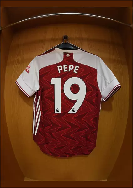 Arsenal FC: Nicolas Pepe's Hanging Shirt in Emirates Stadium Changing Room (Arsenal v Watford, 2019-20)