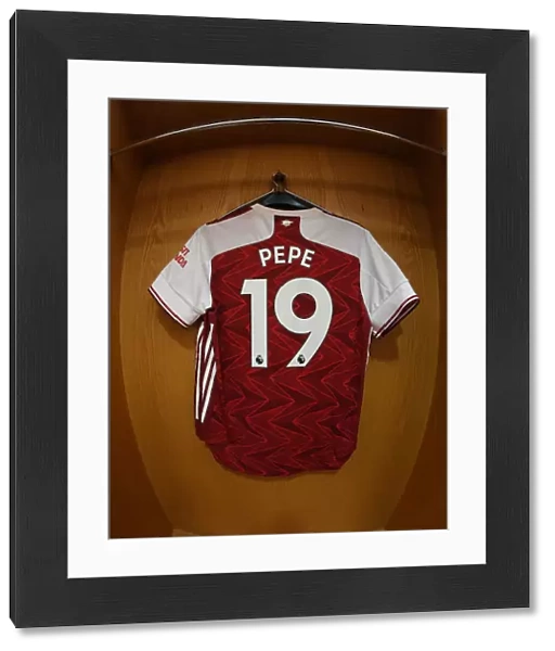 Arsenal FC: Nicolas Pepe's Hanging Shirt in Emirates Stadium Changing Room (Arsenal v Watford, 2019-20)