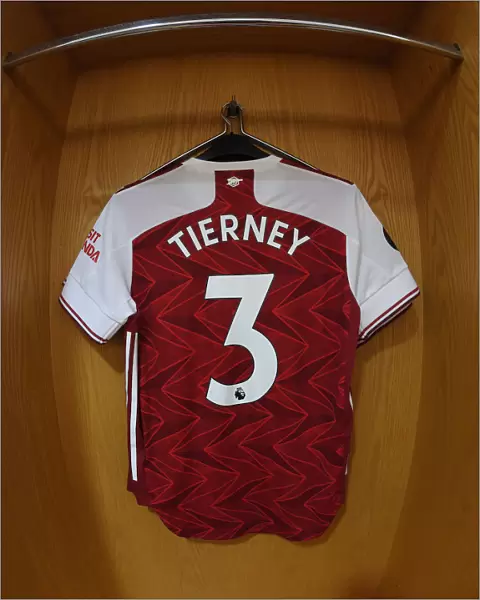 Arsenal FC: Kieran Tierney's Jersey Hangs in Emirates Stadium Changing Room Ahead of Arsenal v Watford Match (2019-20)