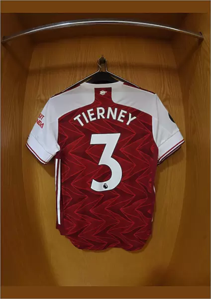Arsenal FC: Kieran Tierney's Jersey Hangs in Emirates Stadium Changing Room Ahead of Arsenal v Watford Match (2019-20)