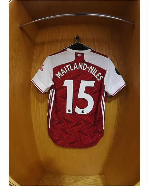 Arsenal FC: Ainsley Maitland-Niles Jersey in Emirates Stadium Changing Room (Arsenal v Watford, 2019-20)