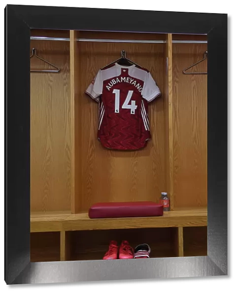 Arsenal FC: Pierre-Emerick Aubameyang's Home Jersey in the Changing Room before Arsenal v Watford (2019-20)