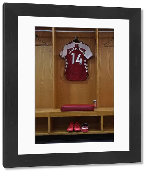 Arsenal FC: Pierre-Emerick Aubameyang's Home Jersey in the Changing Room before Arsenal v Watford (2019-20)