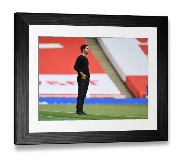 Framed Print : Mikel Arteta Guides Arsenal in Premier League Battle Against Watford (2020) Framed Print : Mikel Arteta Guides Arsenal in Premier League Battle Against Watford (2020)