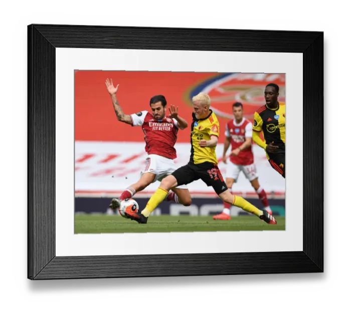 Framed Print : Arsenal vs. Watford: Intense Battle Between Dani Ceballos and Will Hughes in Premier League Clash