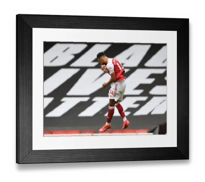 Framed Print : Arsenal's Aubameyang Scores Third Goal in Arsenal's Victory over Watford (2019-20)
