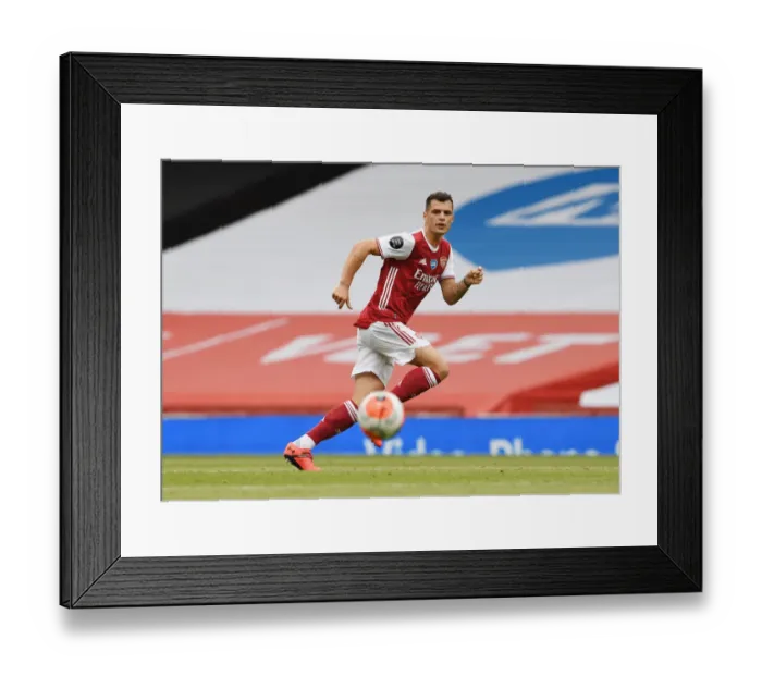 Framed Print : Granit Xhaka: Arsenal's Midfield Maestro in Action against Watford, Premier League 2019-2020