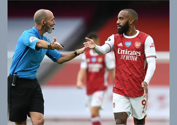 Arsenal's Lacazette Argues with Referee during Arsenal v Watford Clash (2019-2020)