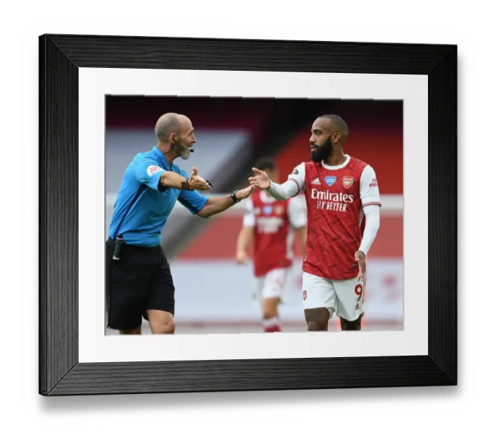 Framed Print : Arsenal's Lacazette Argues with Referee during Arsenal v Watford Clash (2019-2020) Framed Print : Arsenal's Lacazette Argues with Referee during Arsenal v Watford Clash (2019-2020)