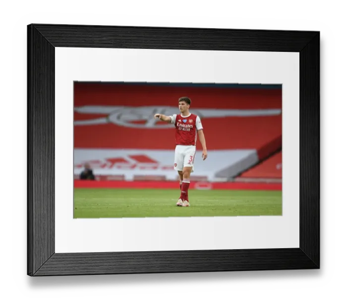 Framed Print : Arsenal's Kieran Tierney in Action against Watford in the Premier League