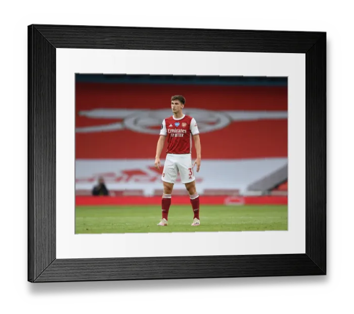Framed Print : Arsenal's Kieran Tierney in Action: Arsenal vs. Watford, Premier League 2019-2020