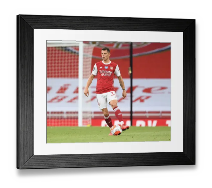 Framed Print : Granit Xhaka: In Action for Arsenal Against Watford, Premier League 2019-2020 Framed Print : Granit Xhaka: In Action for Arsenal Against Watford, Premier League 2019-2020