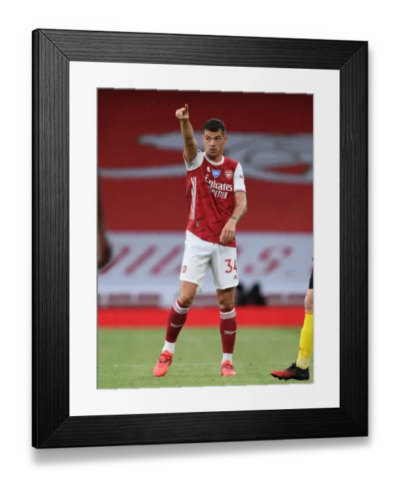 Framed Print : Granit Xhaka: Arsenal's Midfield Maestro in Action against Watford, Premier League 2019-2020