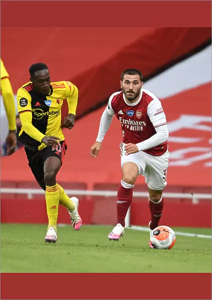 Arsenal's Sead Kolasinac Outmuscles Danny Welbeck in Arsenal v Watford Clash (2019-20)