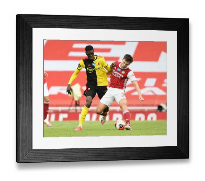 Framed Print : Arsenal's Kieran Tierney Clashes with Ismaila Sarr in Intense Premier League Face-off Framed Print : Arsenal's Kieran Tierney Clashes with Ismaila Sarr in Intense Premier League Face-off