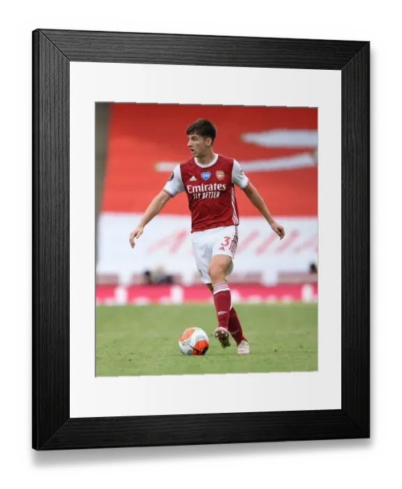 Framed Print : Arsenal's Kieran Tierney in Action: Arsenal vs. Watford, Premier League 2019-2020