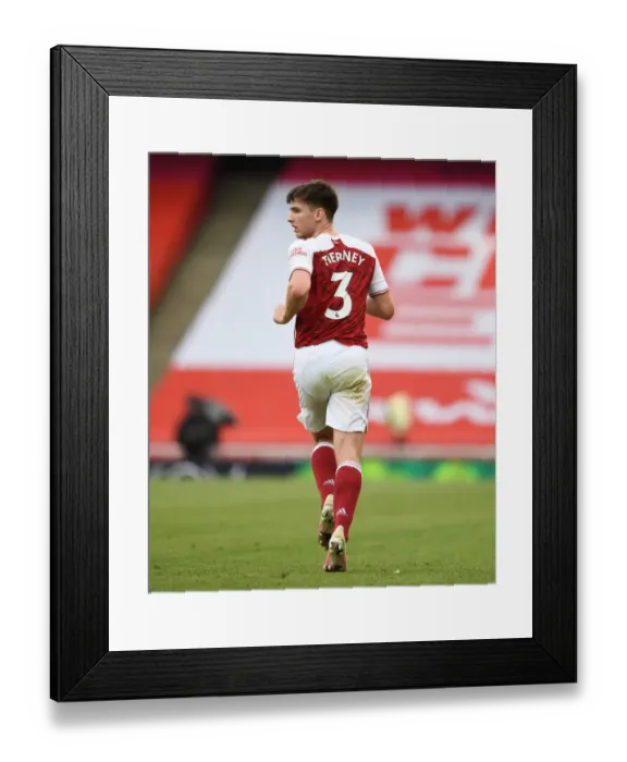 Framed Print : Arsenal's Kieran Tierney in Action: Arsenal vs. Watford, Premier League 2019-2020