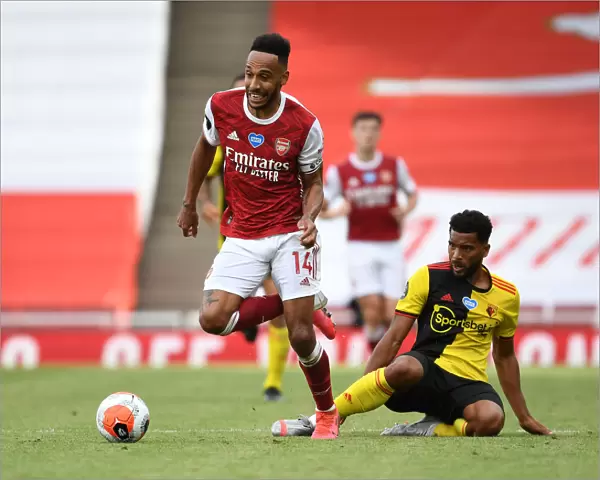 Aubameyang Scores Past Mariappa: Arsenal's Victory Against Watford (2019-20)
