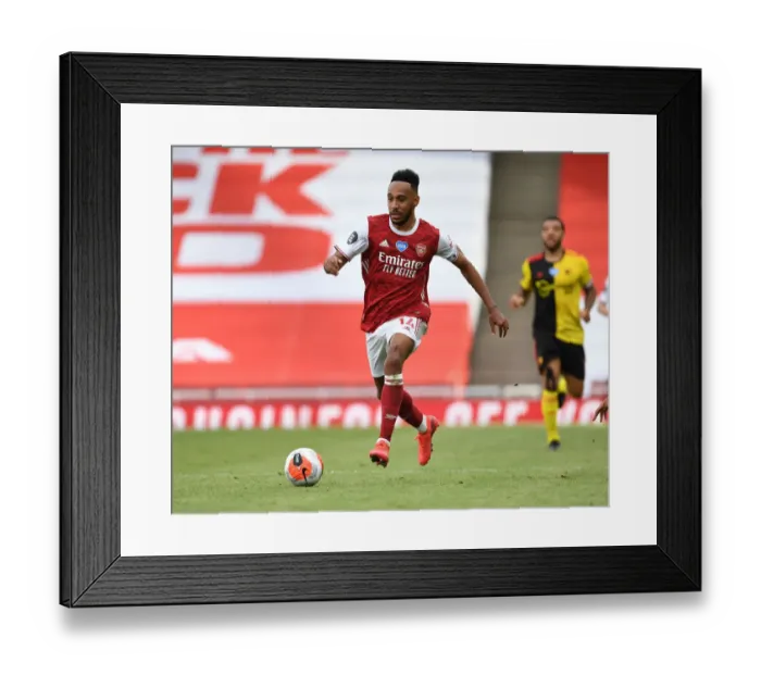 Framed Print : Arsenal's Aubameyang Stars in Arsenal vs. Watford Clash (2019-20)