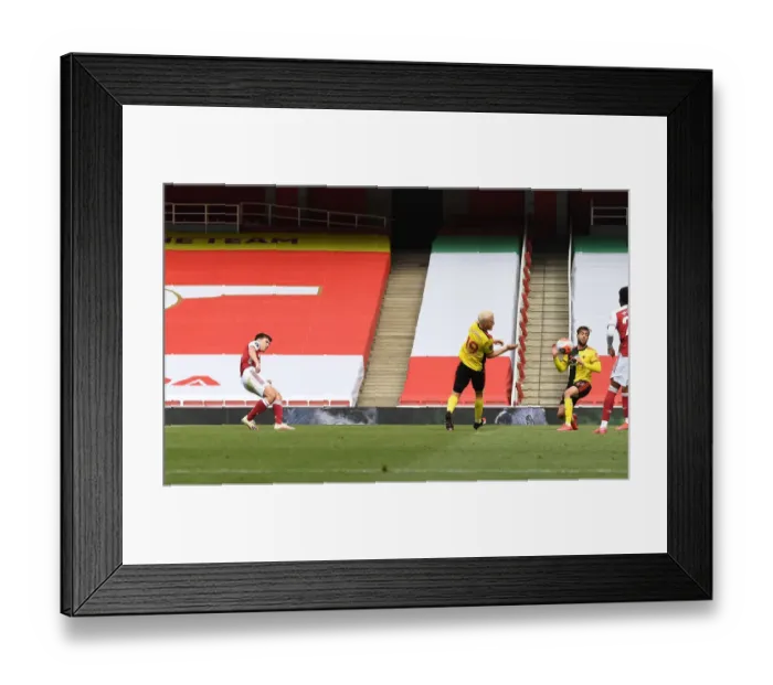 Framed Print : Kieran Tierney Scores His Second Goal: Arsenal's Victory Over Watford (2019-20 Premier League)