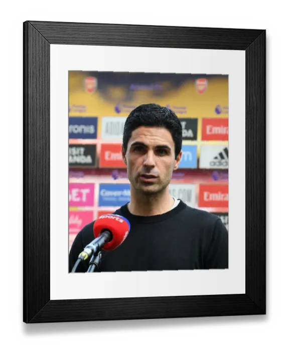 Framed Print : Arsenal's Mikel Arteta - Pre-Match Interview Ahead of Arsenal vs. Watford (2019-20)