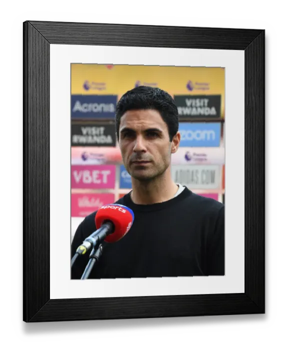 Framed Print : Arsenal's Mikel Arteta Pre-Match Interview Ahead of Arsenal v Watford (2019-20)