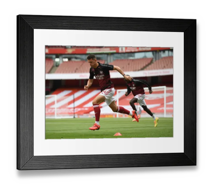 Framed Print : Arsenal's Granit Xhaka Gears Up: Arsenal FC vs. Watford FC, Premier League 2019-2020