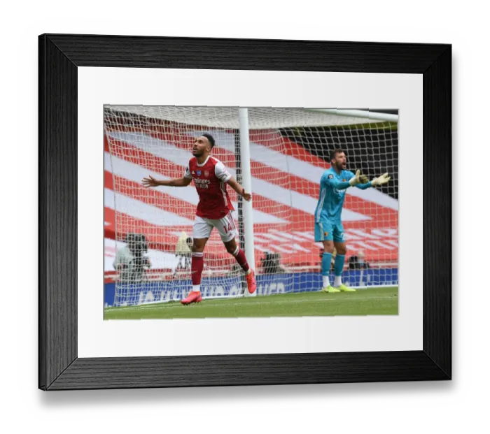 Framed Print : Arsenal's Aubameyang Scores Brace: Arsenal's Triumph Over Watford (2019-20)