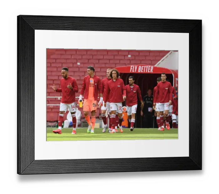 Framed Print : Arsenal's Pierre-Emerick Aubameyang Leads Team Out vs. Watford in Premier League Showdown (Arsenal v Watford 2019-20)