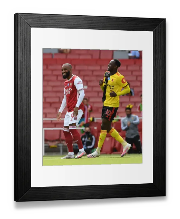 Framed Print : Arsenal's Lacazette and Welbeck Share a Joke Before Arsenal v Watford (2019-20) Framed Print : Arsenal's Lacazette and Welbeck Share a Joke Before Arsenal v Watford (2019-20)