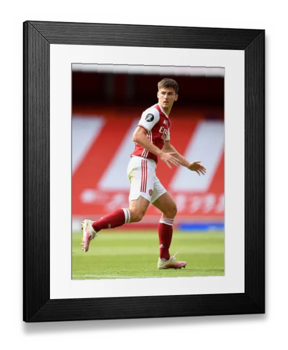 Framed Print : Arsenal's Kieran Tierney in Action: Arsenal vs. Watford, Premier League 2019-2020
