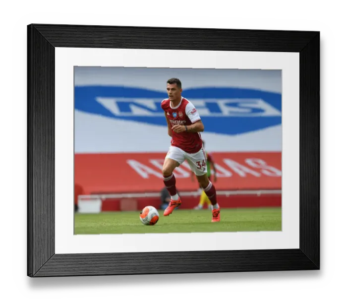 Framed Print : Granit Xhaka: Arsenal's Midfield Mastermind in Action against Watford, Premier League 2019-20