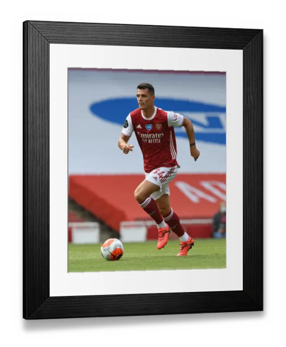 Framed Print : Granit Xhaka: Arsenal vs. Watford, Premier League 2019-2020 - In Action