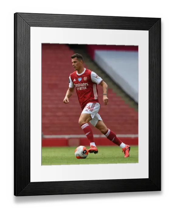 Framed Print : Granit Xhaka in Action: Arsenal vs. Watford, Premier League 2019-2020