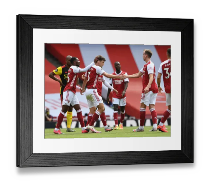 Framed Print : Arsenal's Kieran Tierney Scores His Second Goal: Arsenal 2-0 Watford (2019-20) Framed Print : Arsenal's Kieran Tierney Scores His Second Goal: Arsenal 2-0 Watford (2019-20)