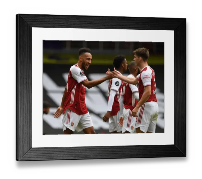 Framed Print : Arsenal's Aubameyang Scores Brace: Gunners Secure Victory Over Watford in Premier League Clash (2019-20)