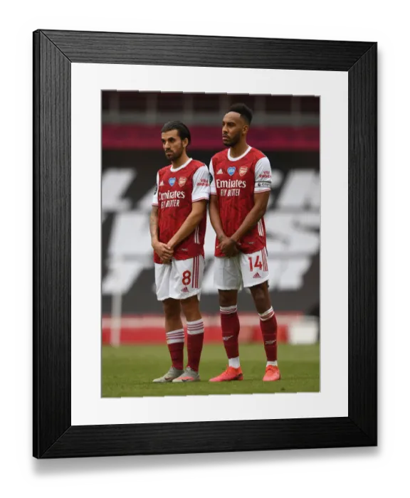 Framed Print : Arsenal's Ceballos and Aubameyang in Action against Watford (2019-20)