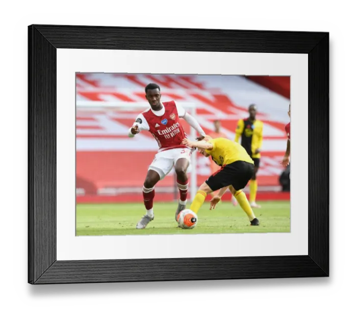 Framed Print : Arsenal vs. Watford: Eddie Nketiah Clashes with Will Hughes in Premier League Showdown Framed Print : Arsenal vs. Watford: Eddie Nketiah Clashes with Will Hughes in Premier League Showdown