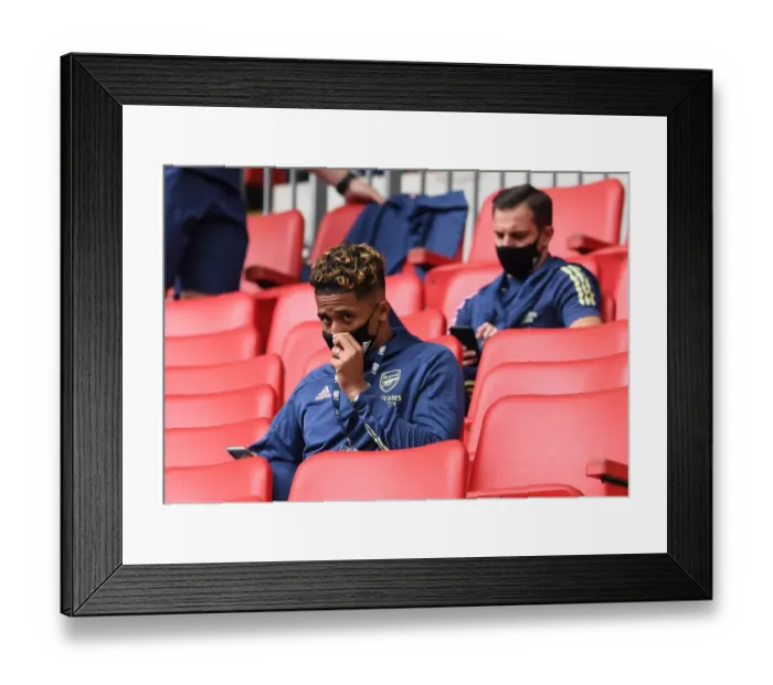 Framed Print : Arsenal's William Saliba at Empty FA Cup Final vs Chelsea, 2020